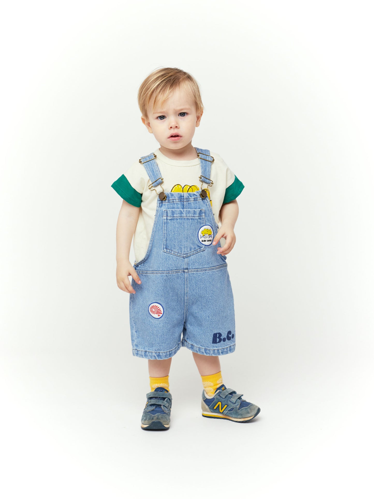 Patches light denim dungaree