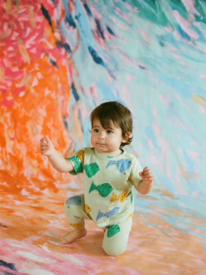 Multicolor fish all over short sleeve T-shirt