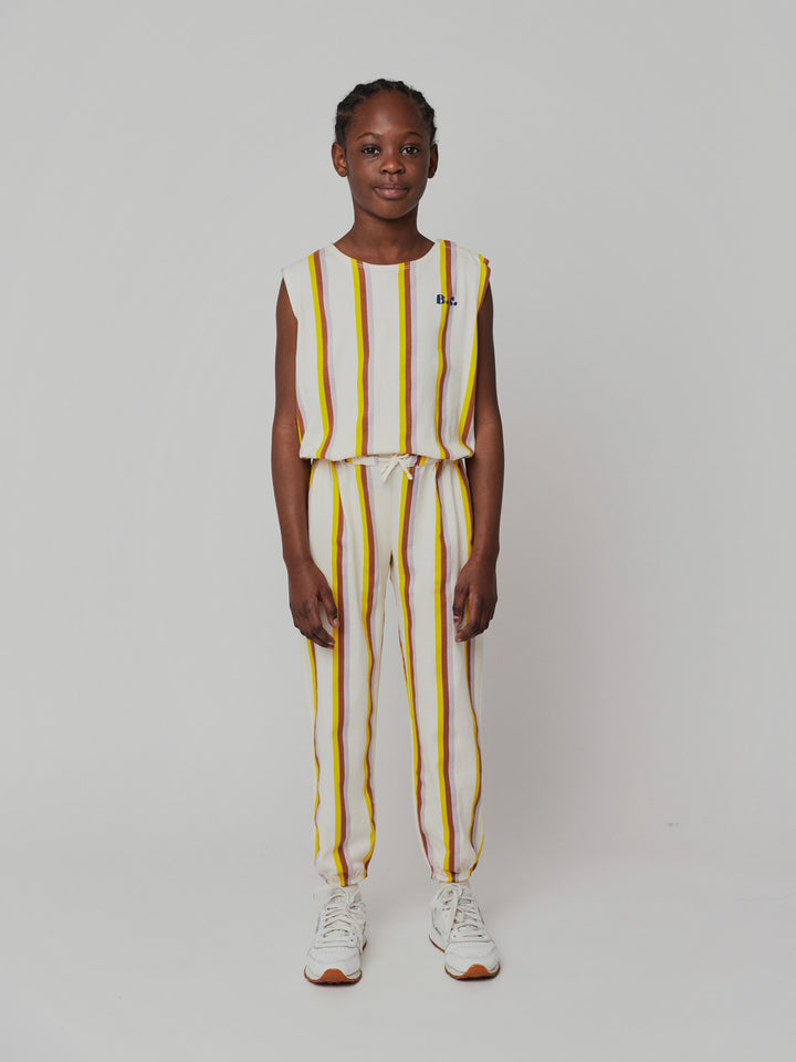 Multicolor vertical stripes overall