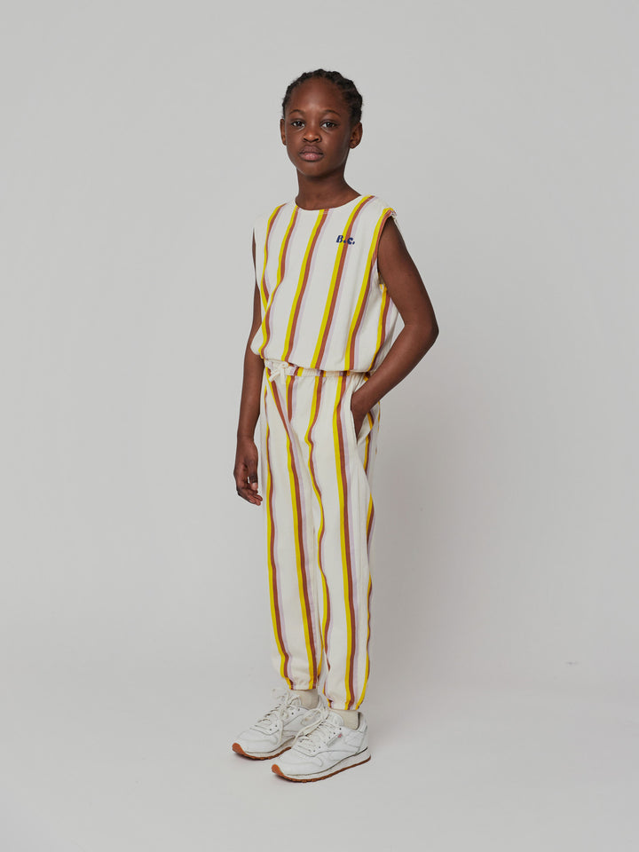 Multicolor vertical stripes overall