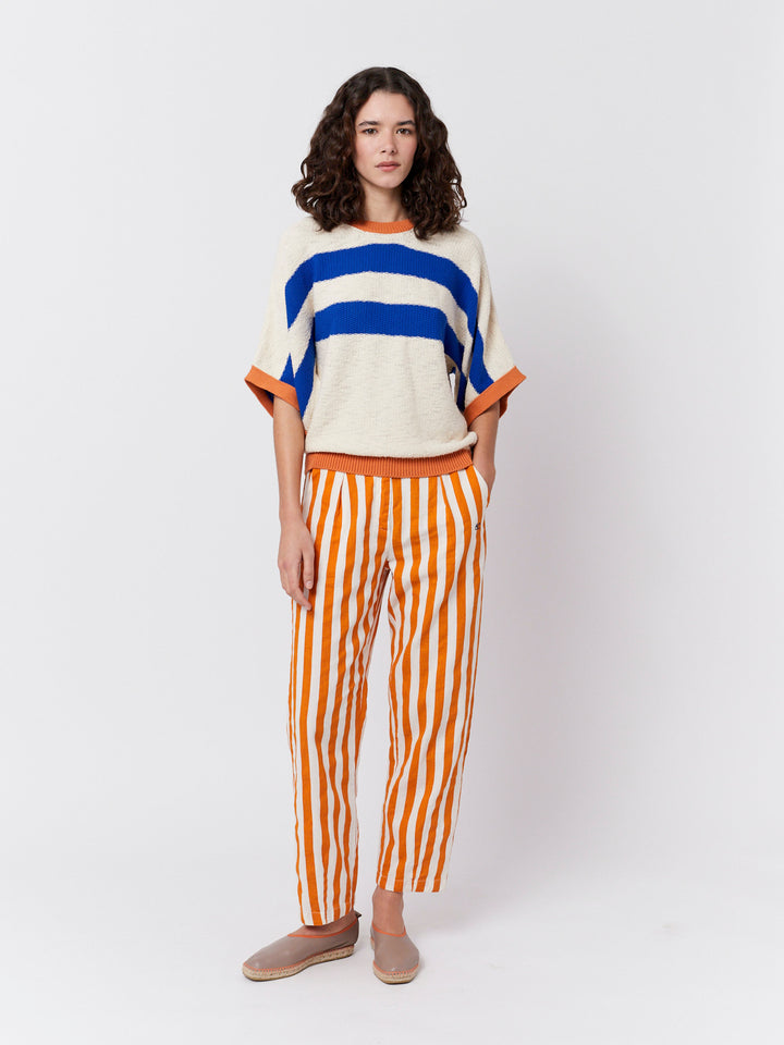 Striped pleated trousers