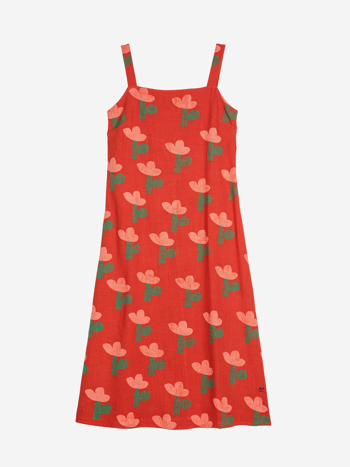 Vestit de tirants recte estampat flors de mar