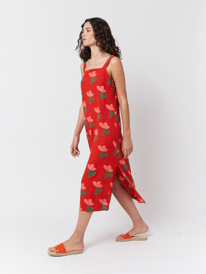 Vestit de tirants recte estampat flors de mar