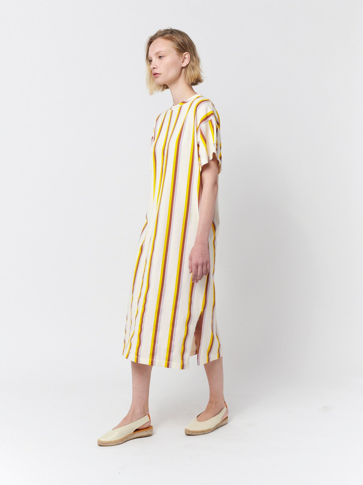 Vertical stripes jersey long dress