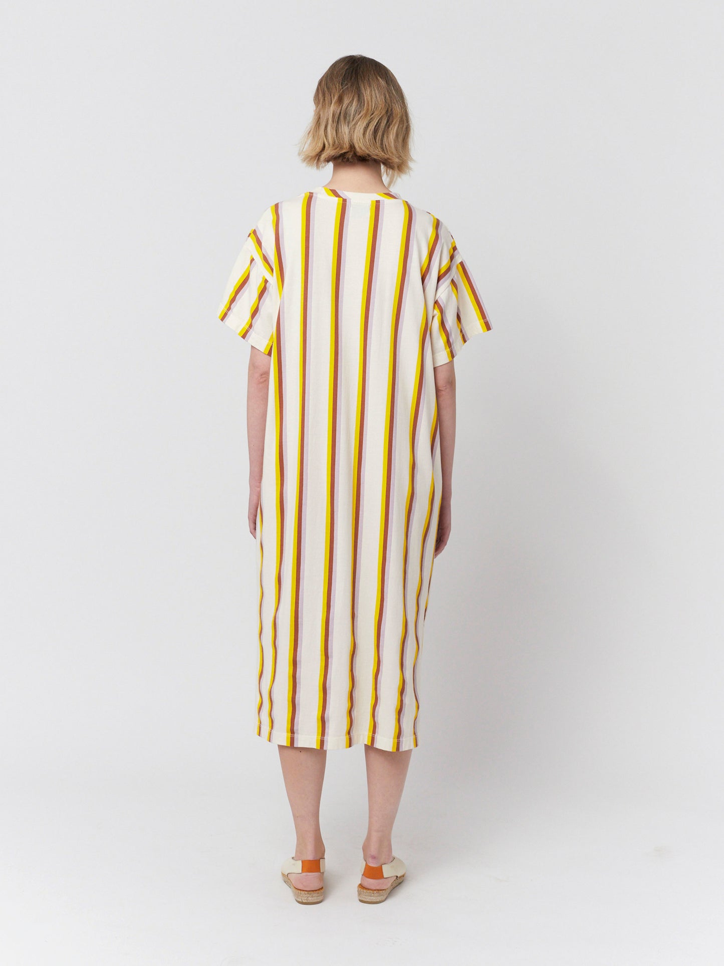 Vertical stripes jersey long dress