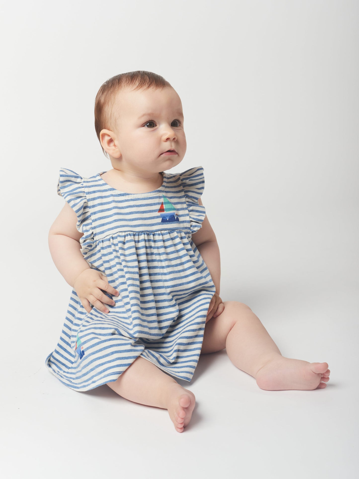 Blue Stripes ruffle dress