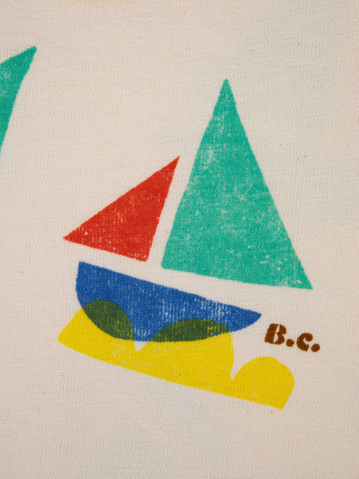 Multicolor Sail Boat all over cropped sweatshirt