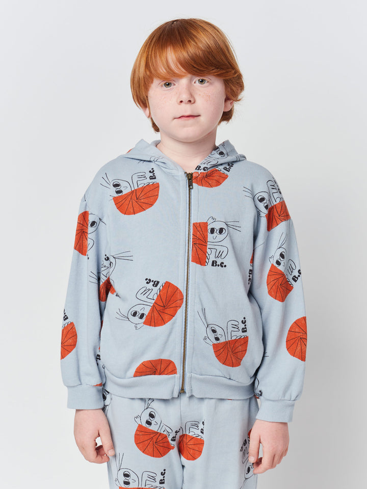 Hermit Crab all over zipped sweatshirt