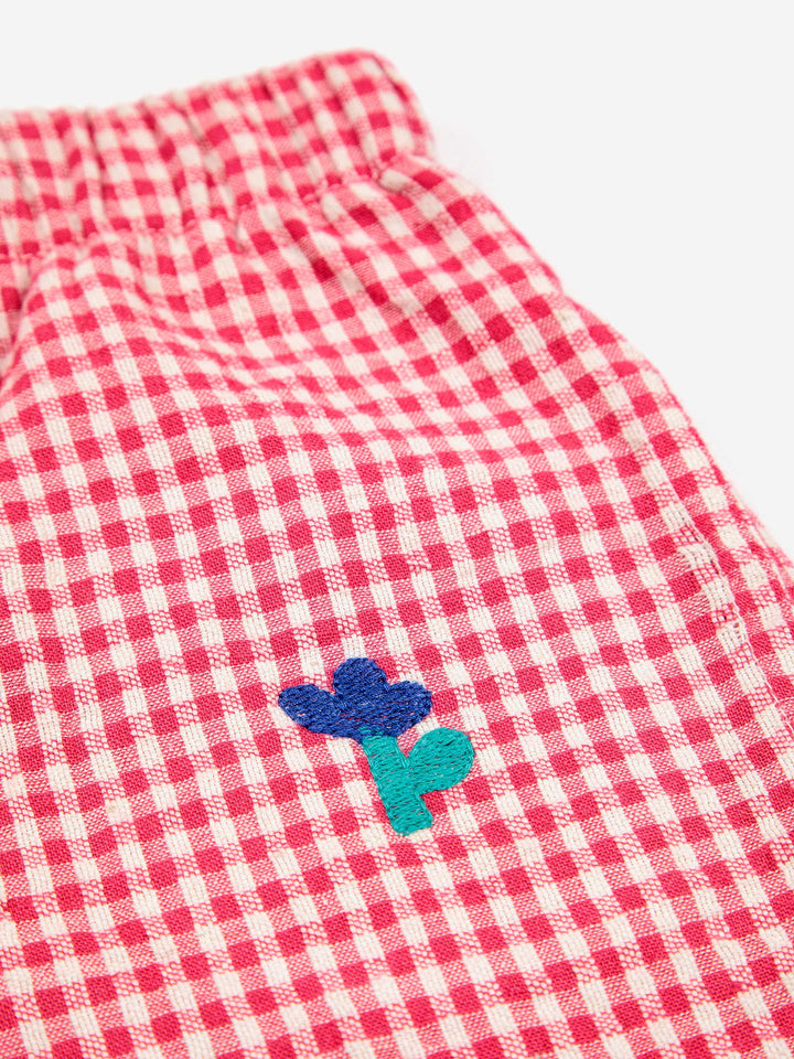 Pink Vichy woven culotte pants