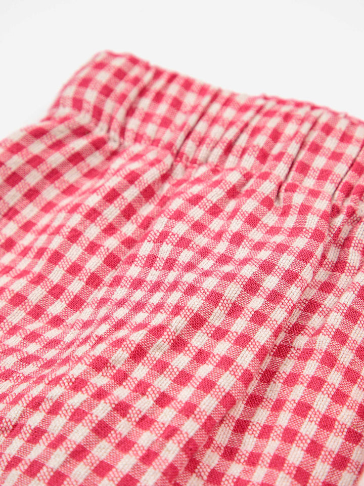 Pink Vichy woven culotte pants