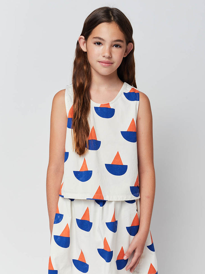 Sail Boat all over woven tank top
