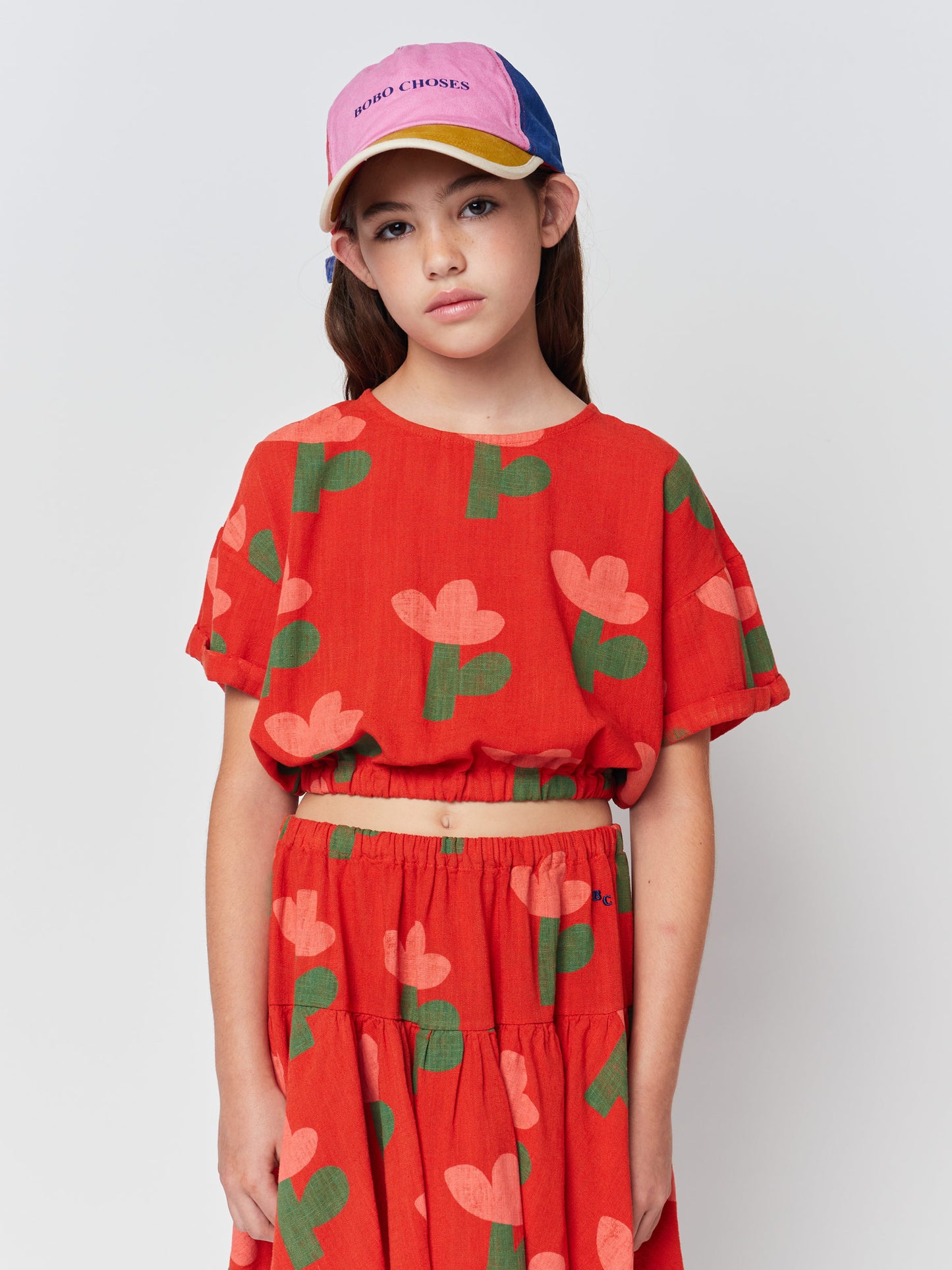 Sea Flower all over woven short sleeve top