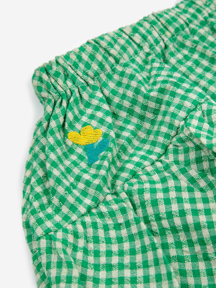 Green Vichy woven ruffle skirt