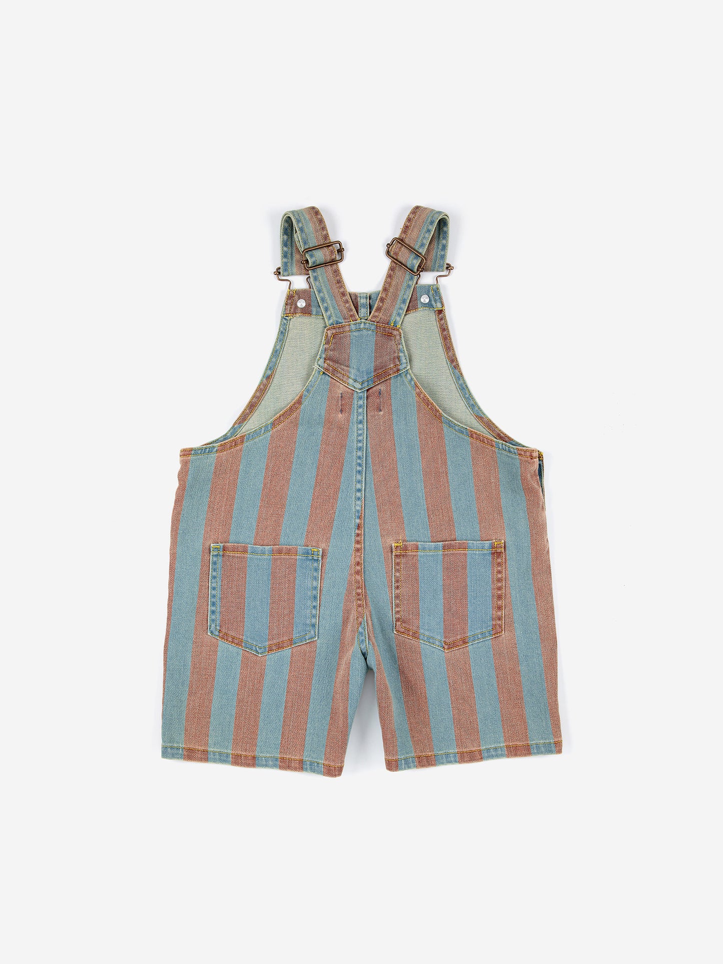 Vertical Stripes denim short dungaree