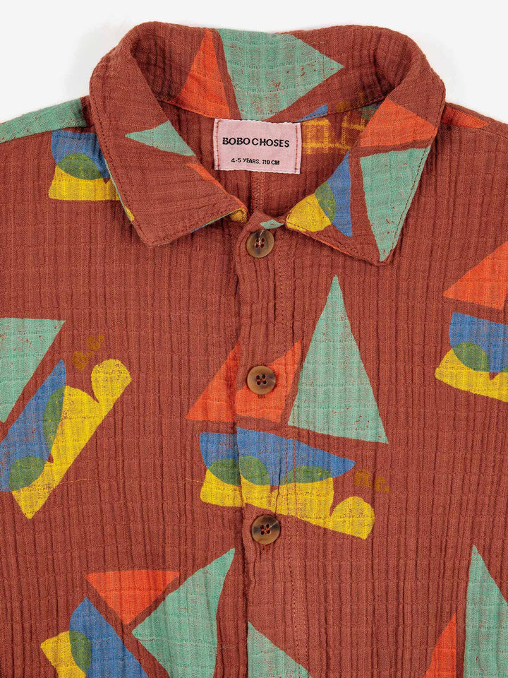 Multicolor Sail Boat all over woven overall