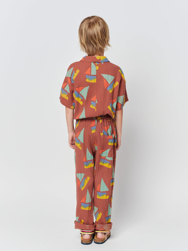 Multicolor Sail Boat all over woven overall
