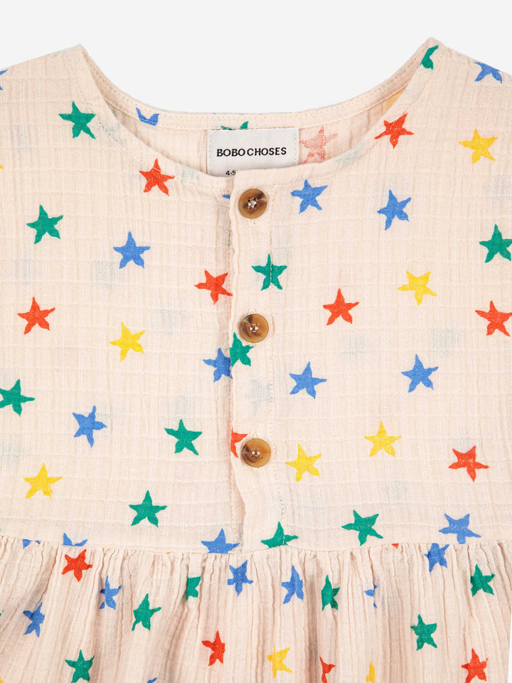 Multicolor stars all over woven dress