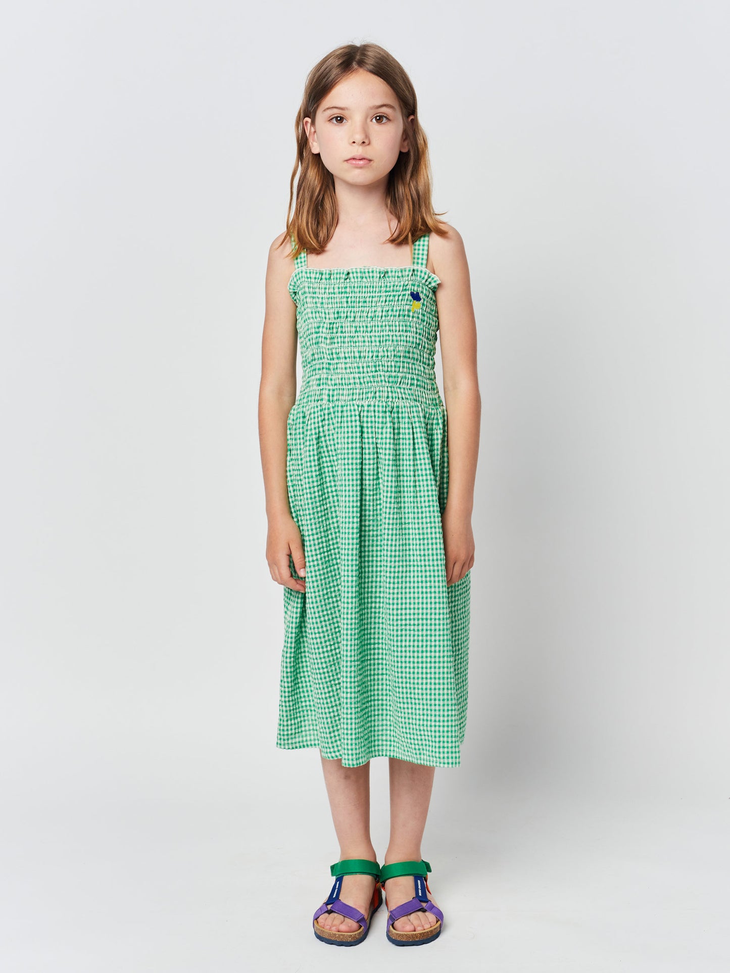 Green Vichy strap dress