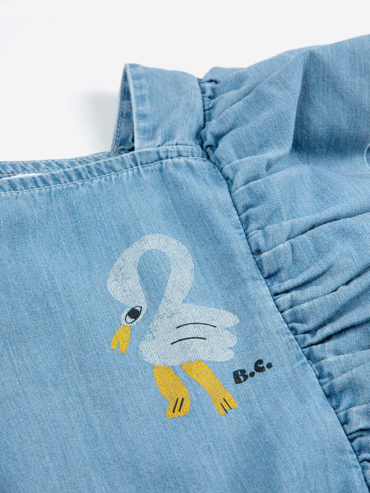 Pelican denim ruffle dress