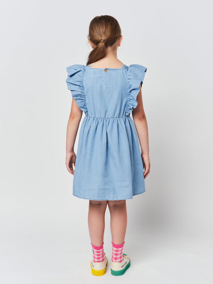 Pelican denim ruffle dress
