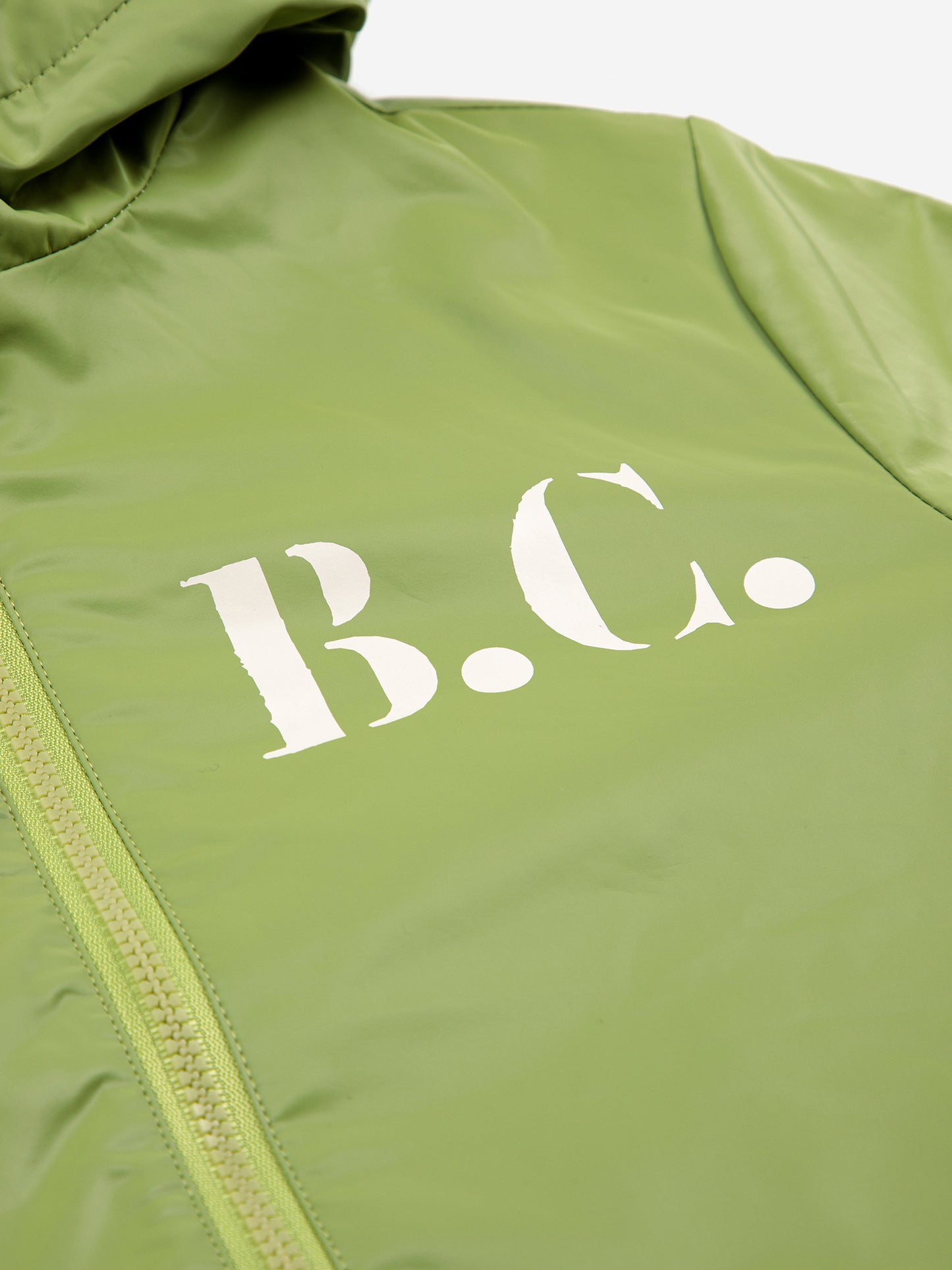 Green color block BC rain coat