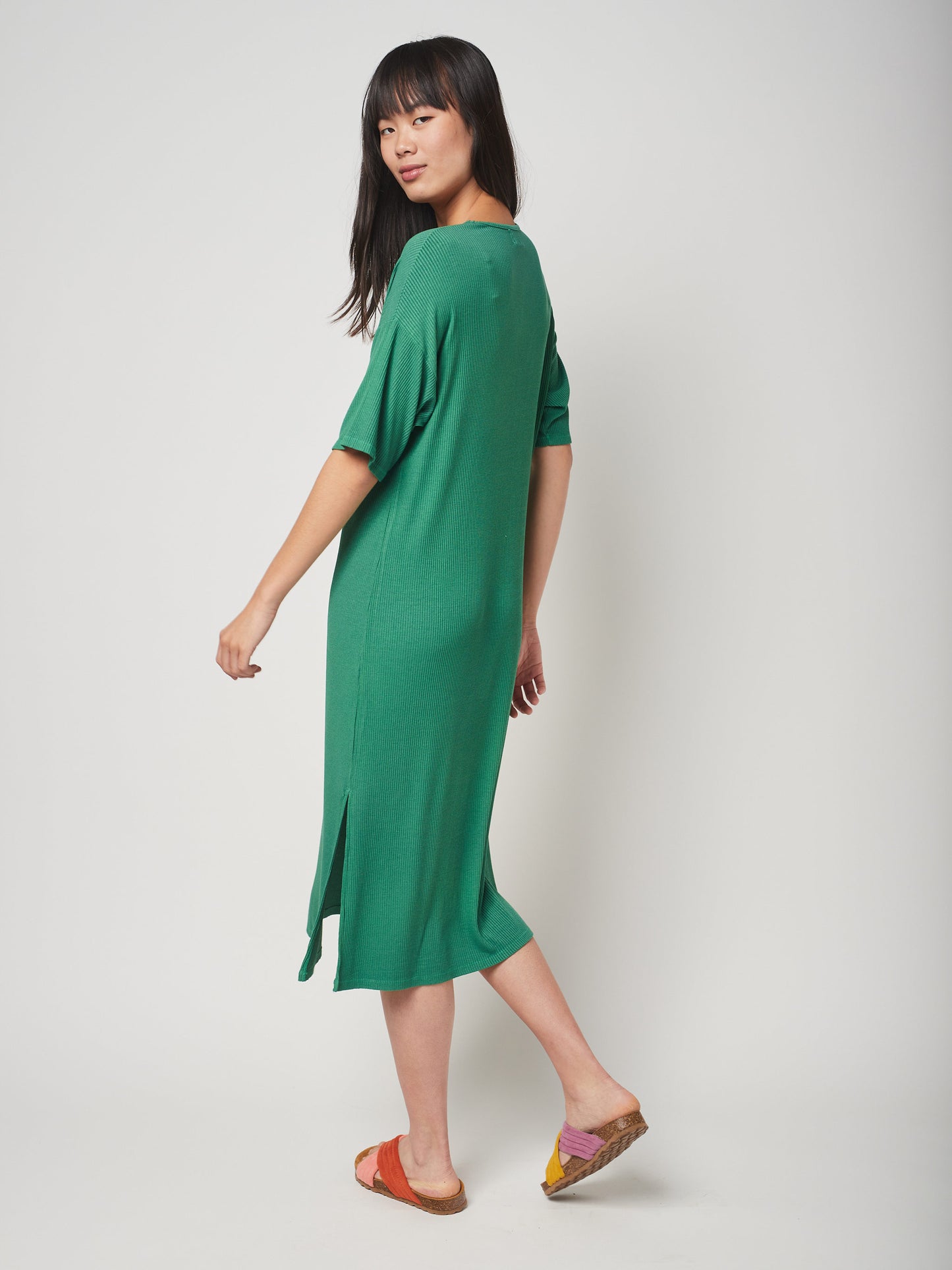 Rib V-neck Tunic Dress