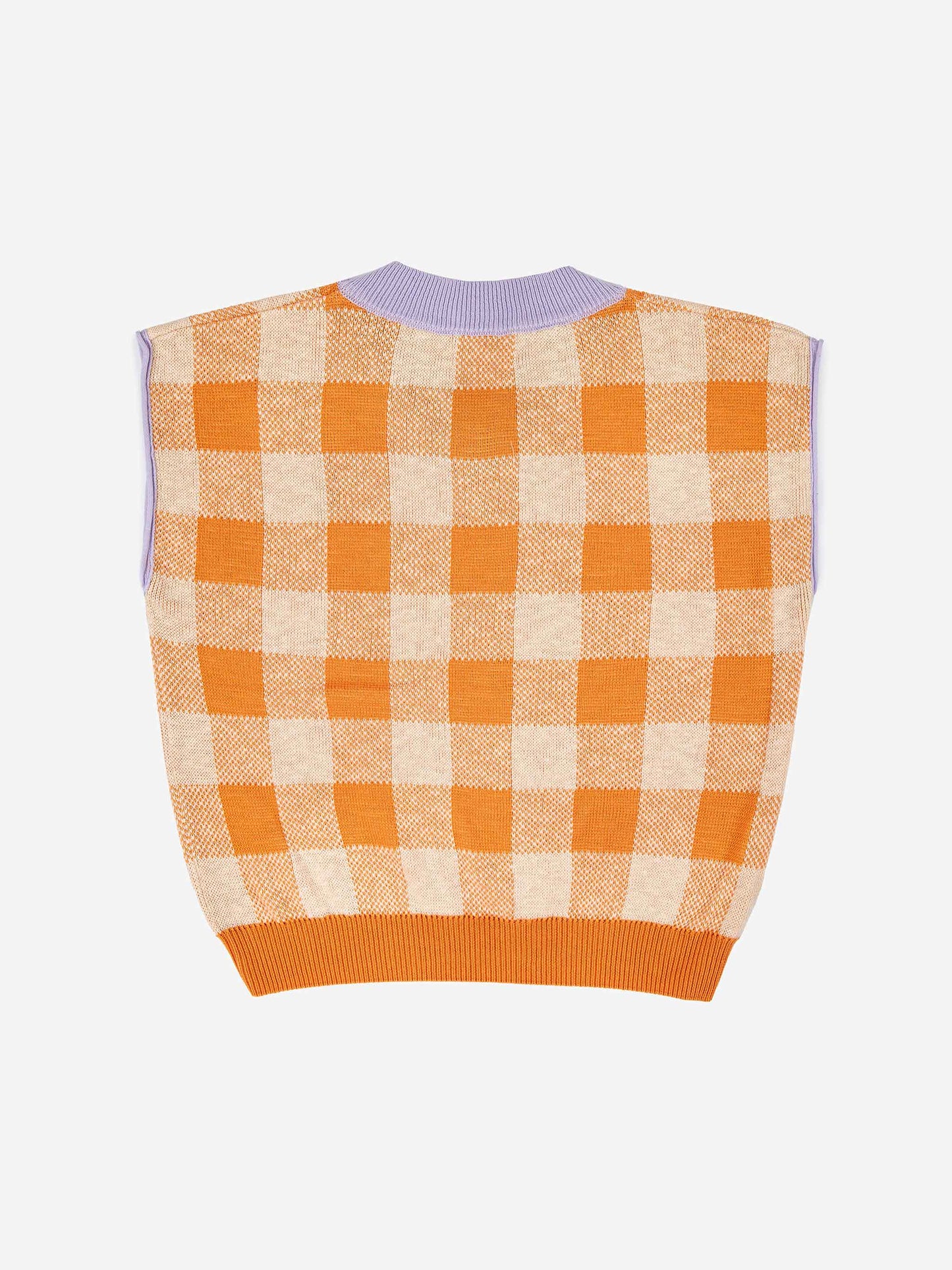 Checked V-Neck Knitted Vest