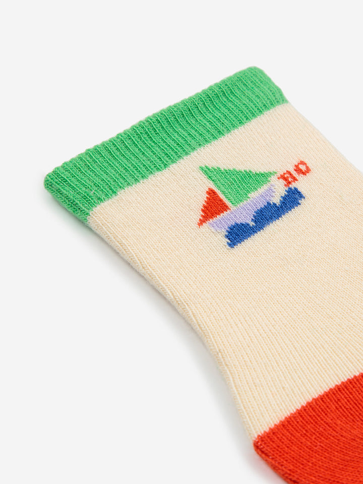 Multicolor Sail Boat long socks