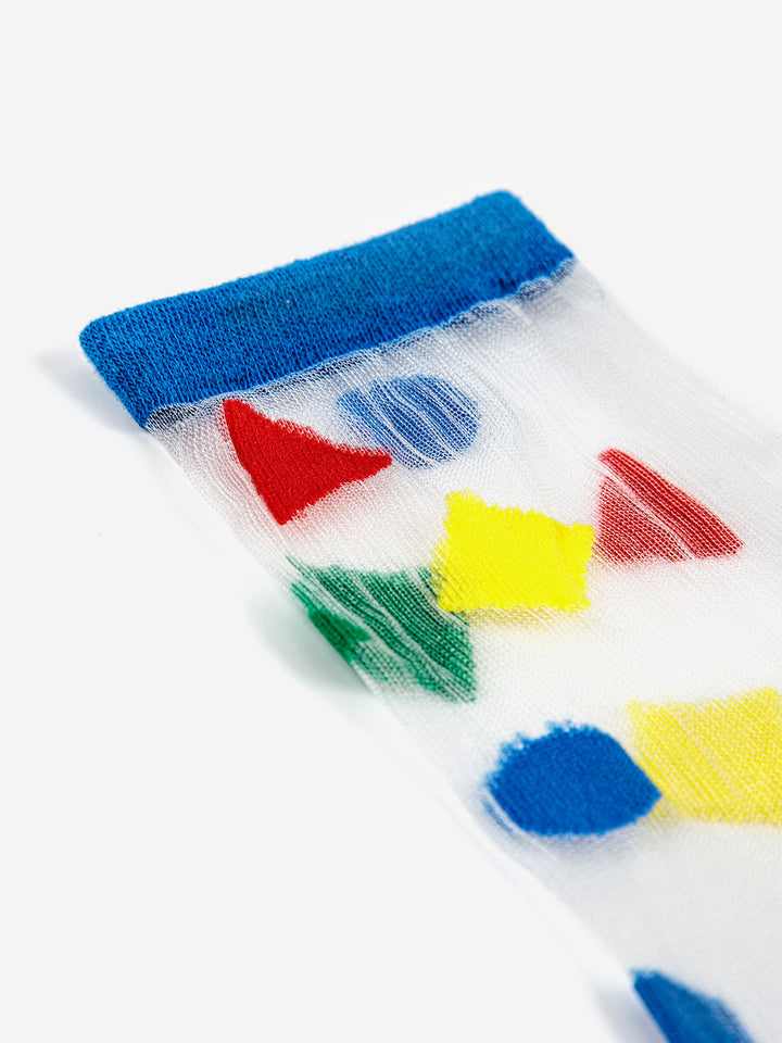 Geometric Colors transparent short socks
