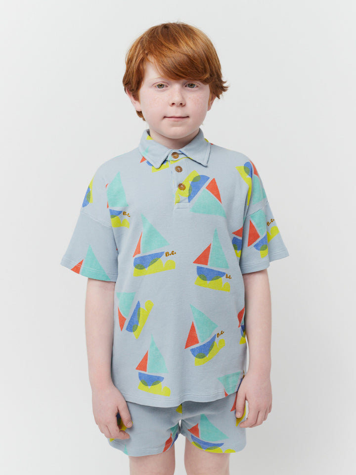 Multicolor sailboat all over polo