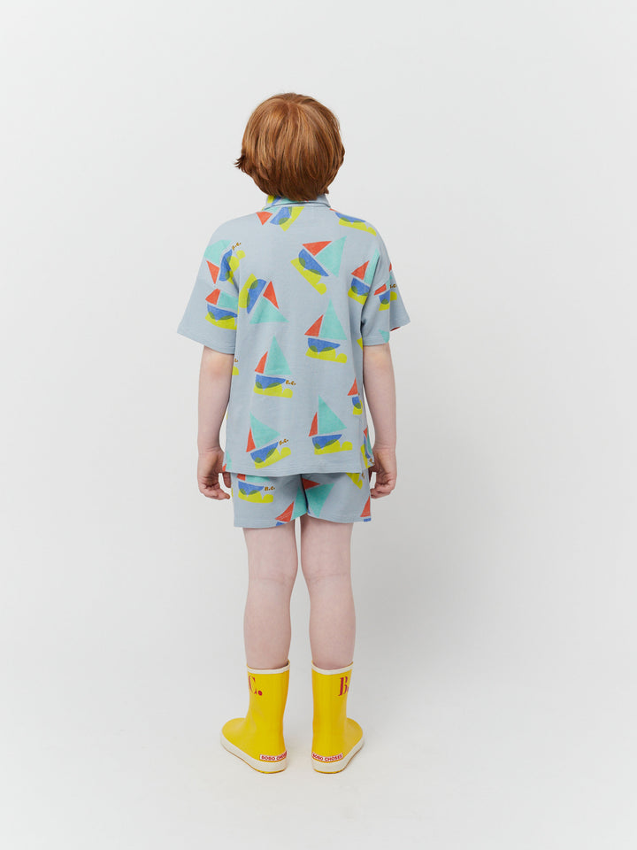 Multicolor sailboat all over polo