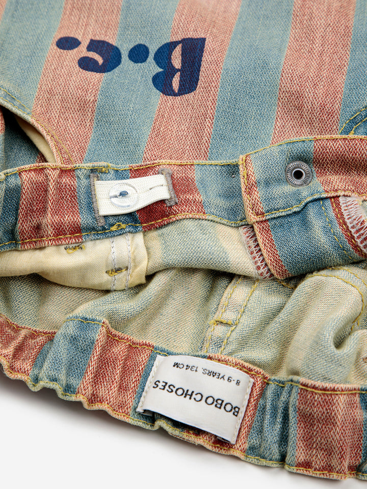 Stripe all over denim bermuda short