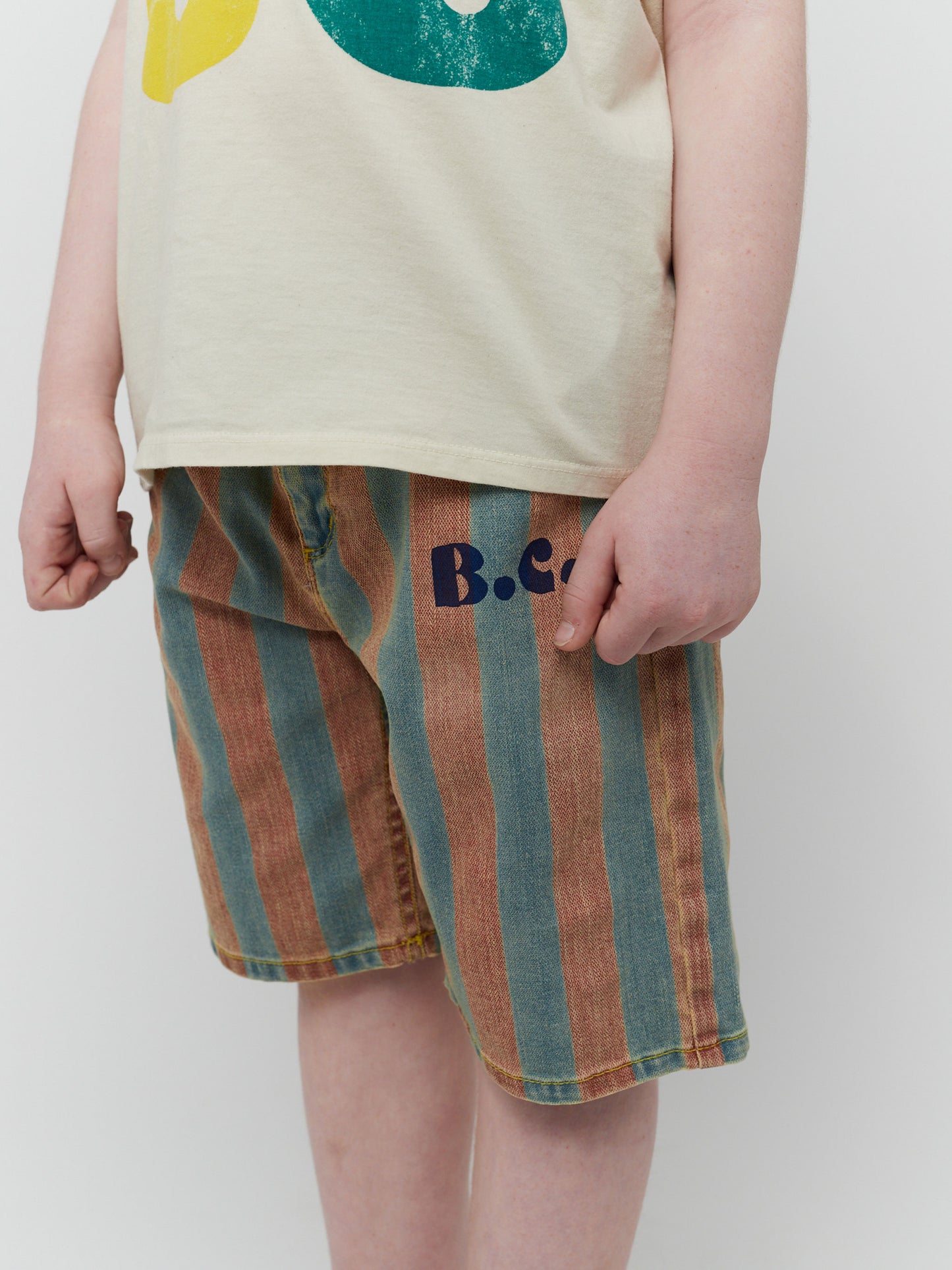 Stripe all over denim bermuda short