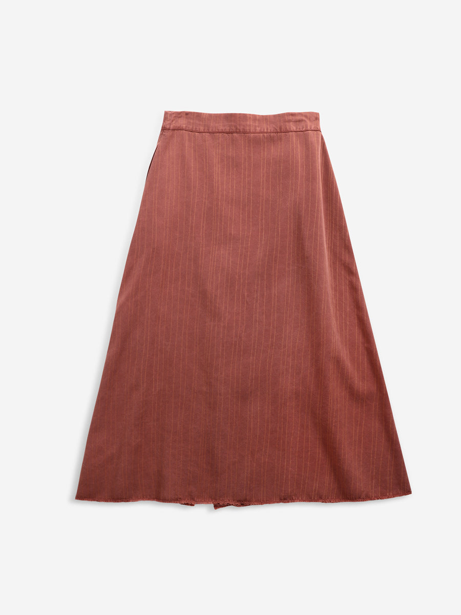 Strip Print Buttoned Skirt