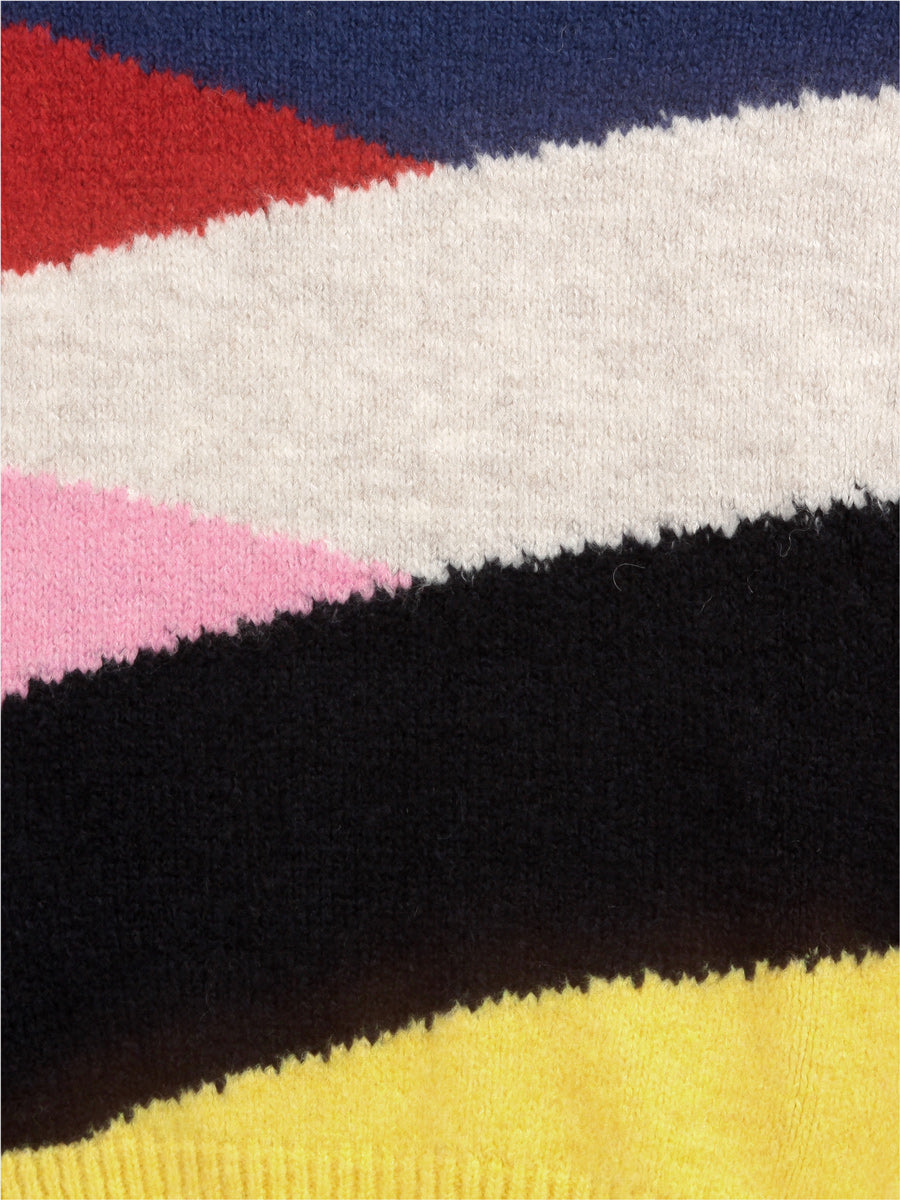 Multicolor Intarsia Brushed Knit Sweater