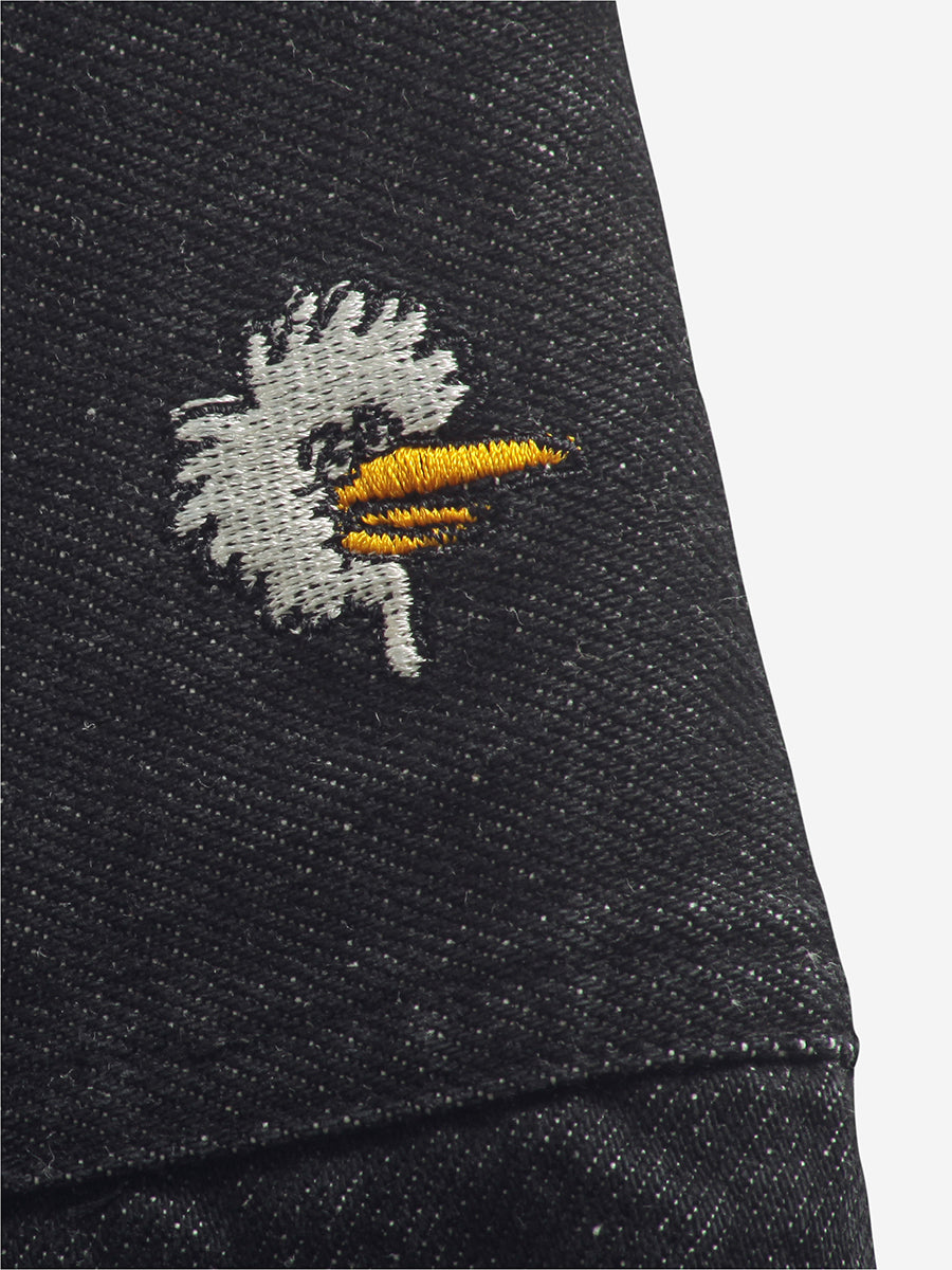 Birdie embroidery black denim skirt