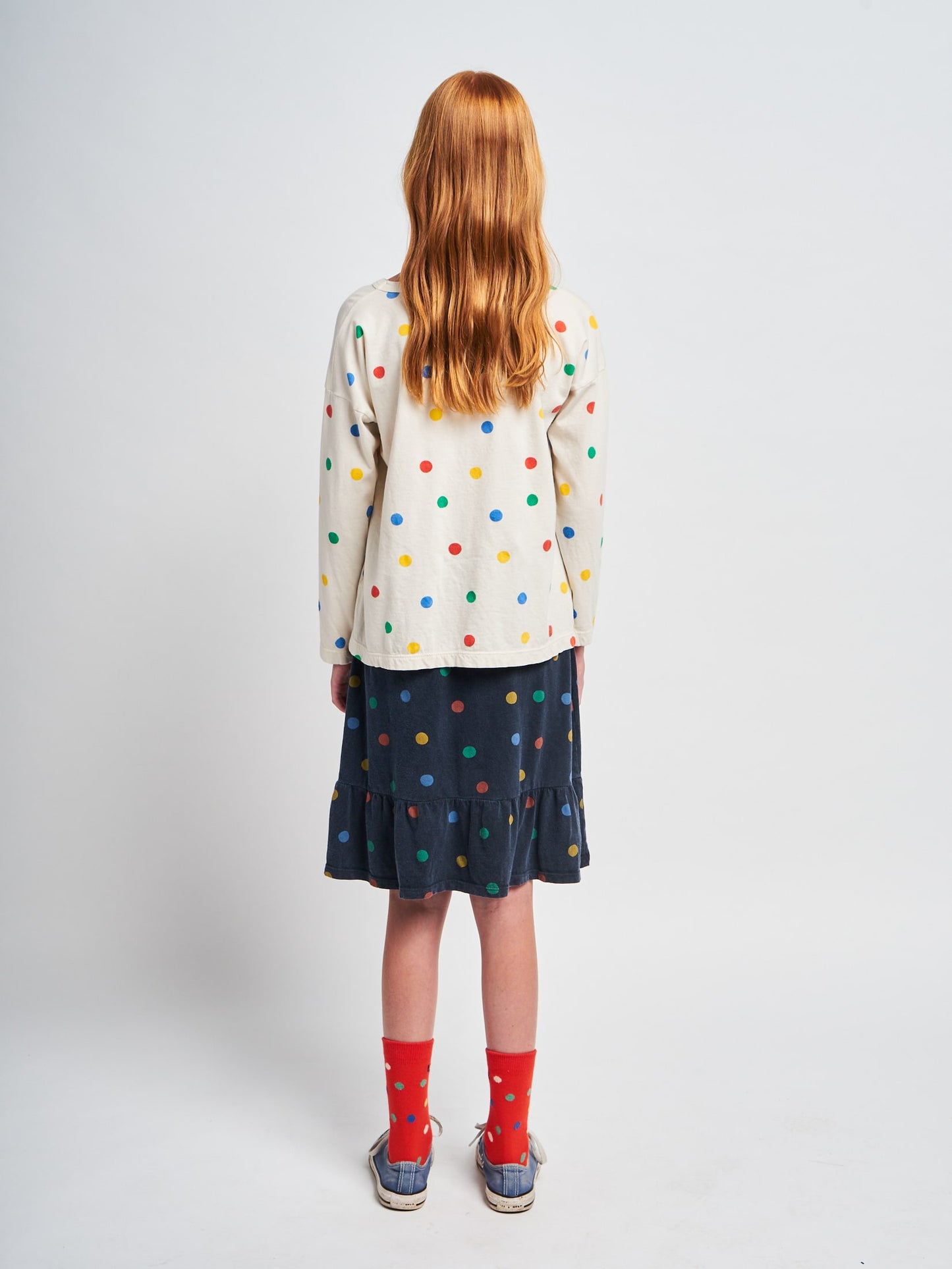Color Dots all over midi skirt