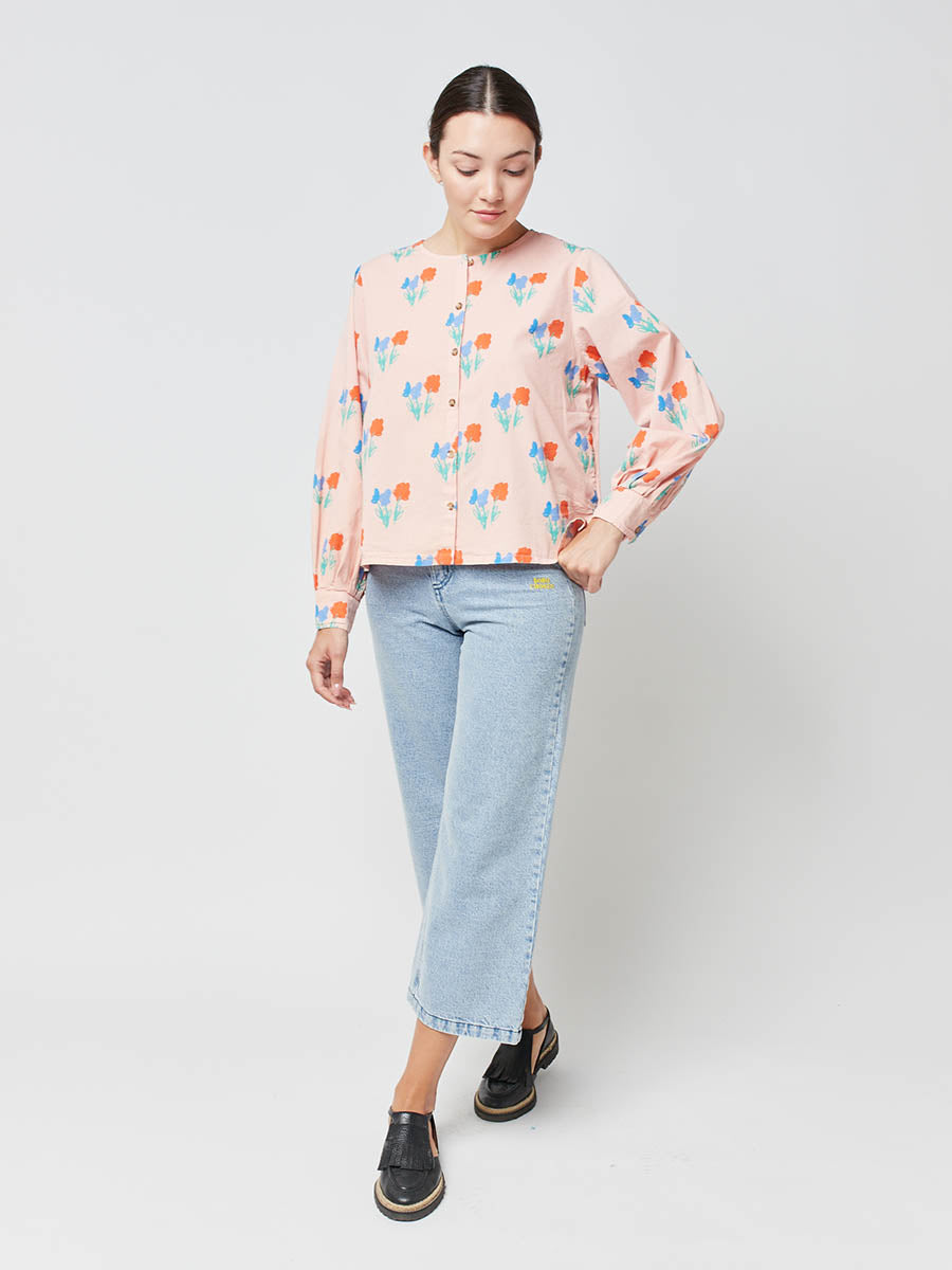 Flowers all over puff sleeve Shirt