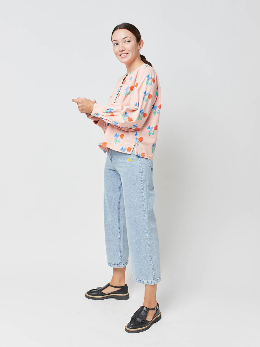 Flowers all over puff sleeve Shirt