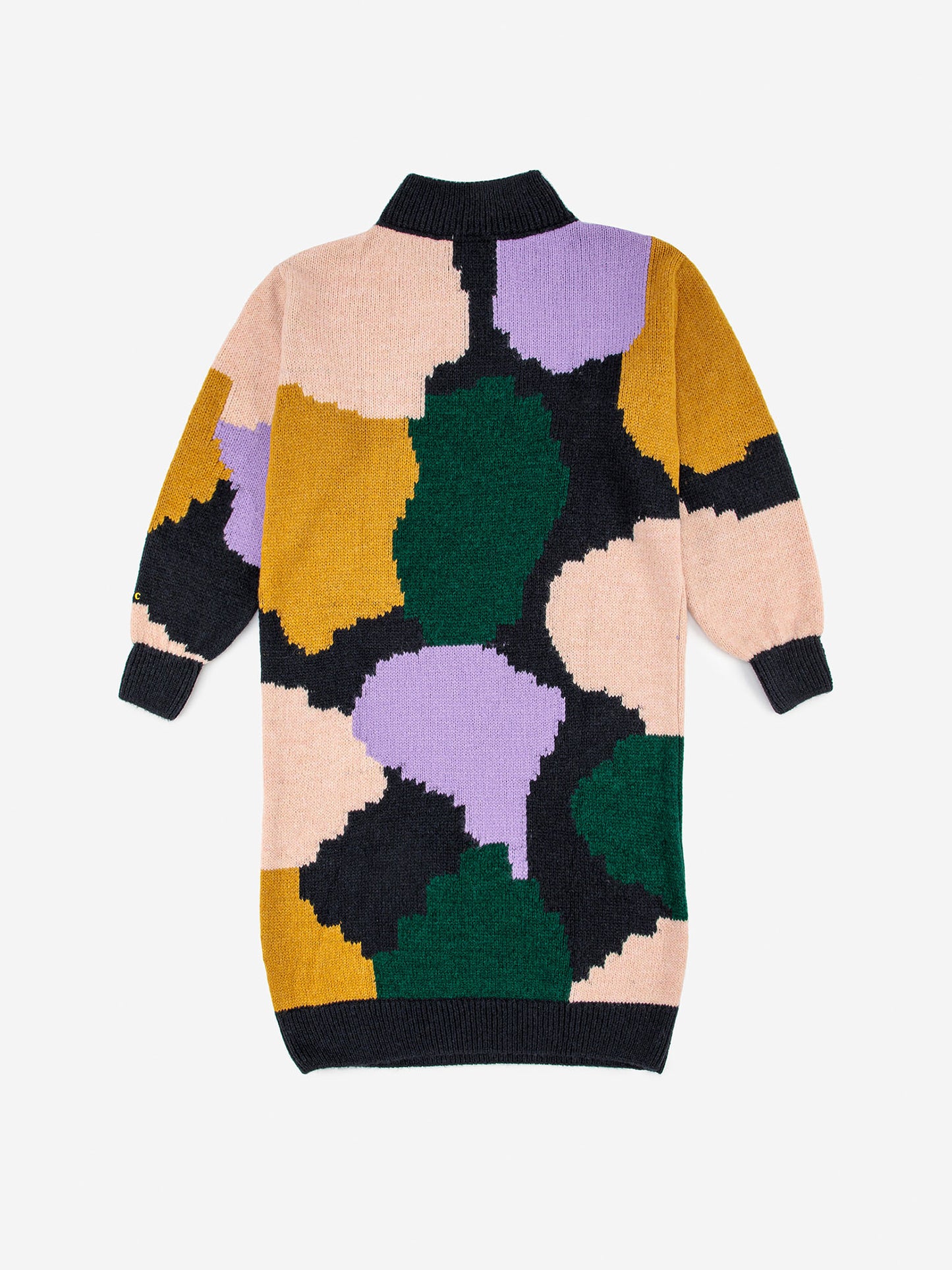 Multicolour jacquard long sleeve knitted dress