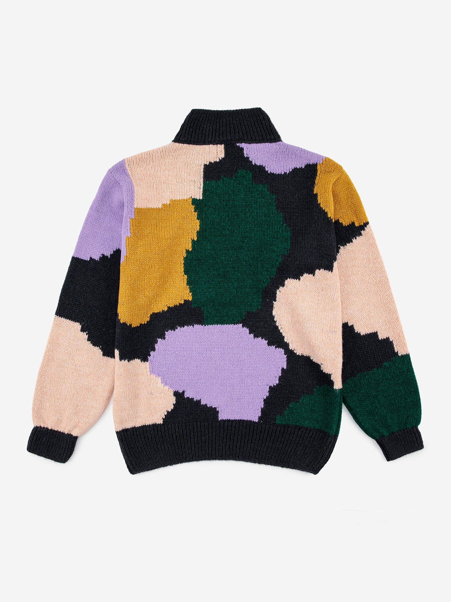 Multicolour jacquard high neck knitted jumper
