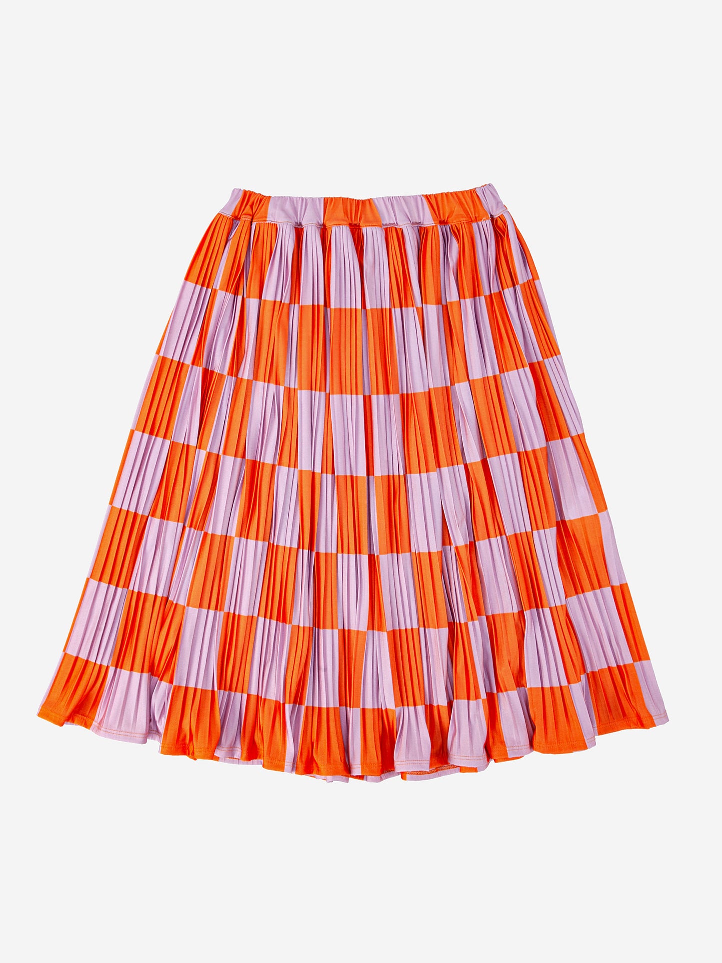 Checkerboard pleated midi skirt