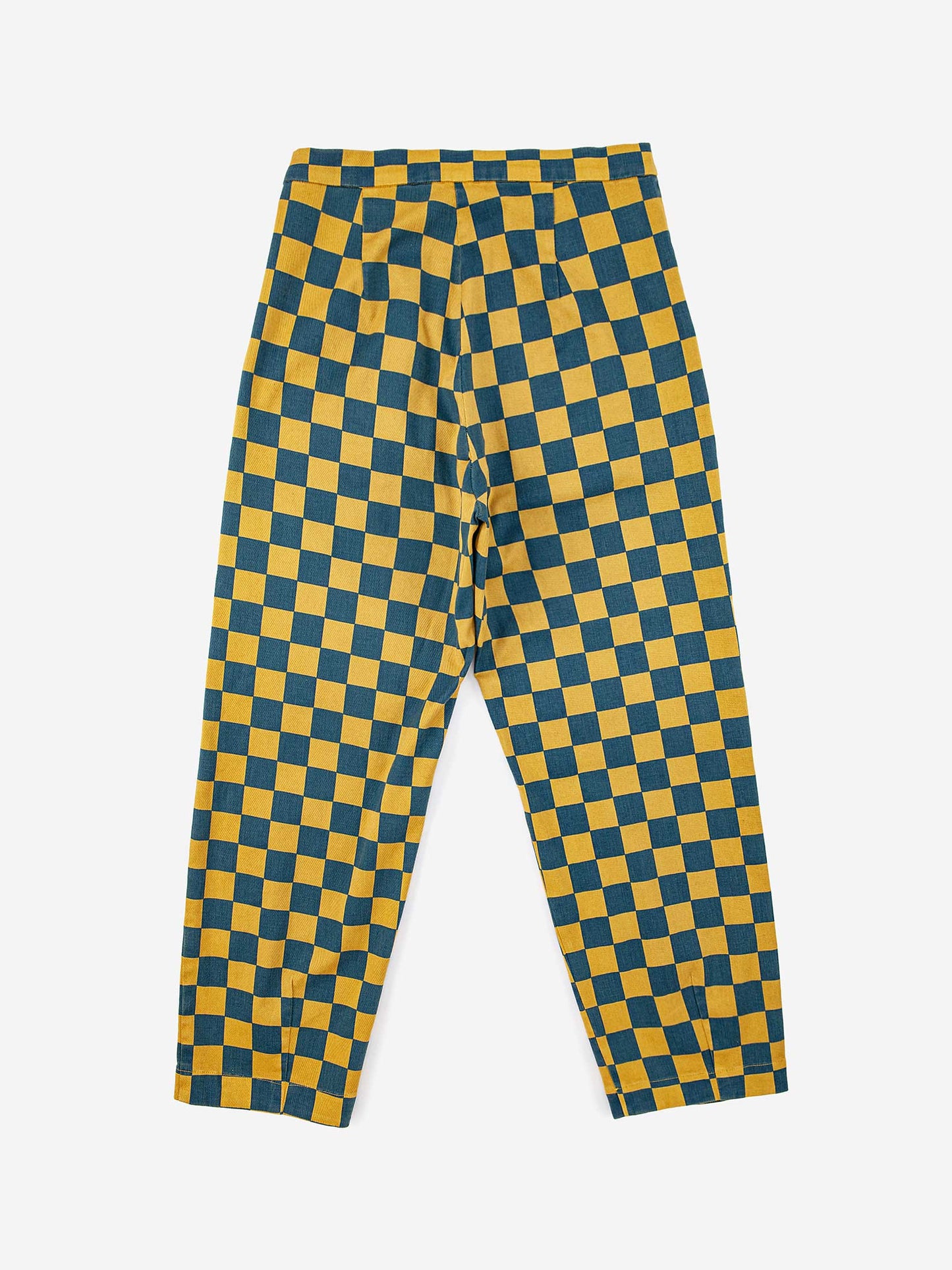 Checkerboard pleated tapered trousers