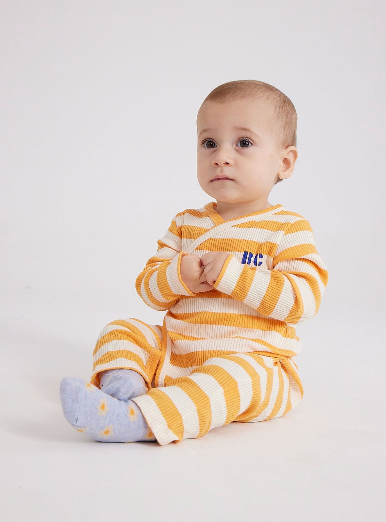 Baby Yellow Stripes wrap overall