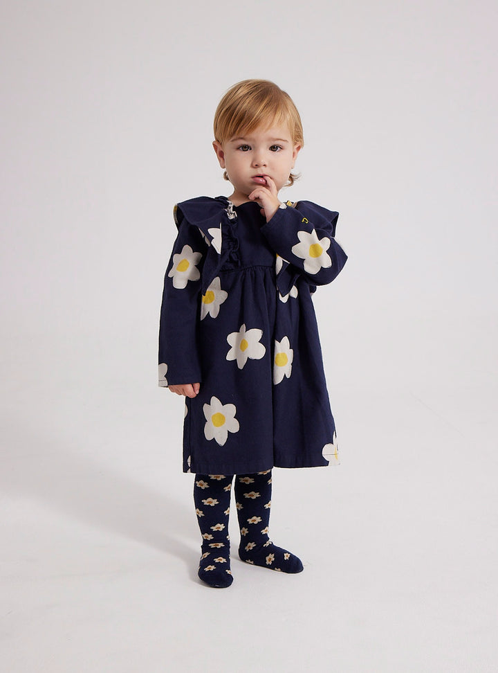 Baby Big Flower all over ruffle woven dress