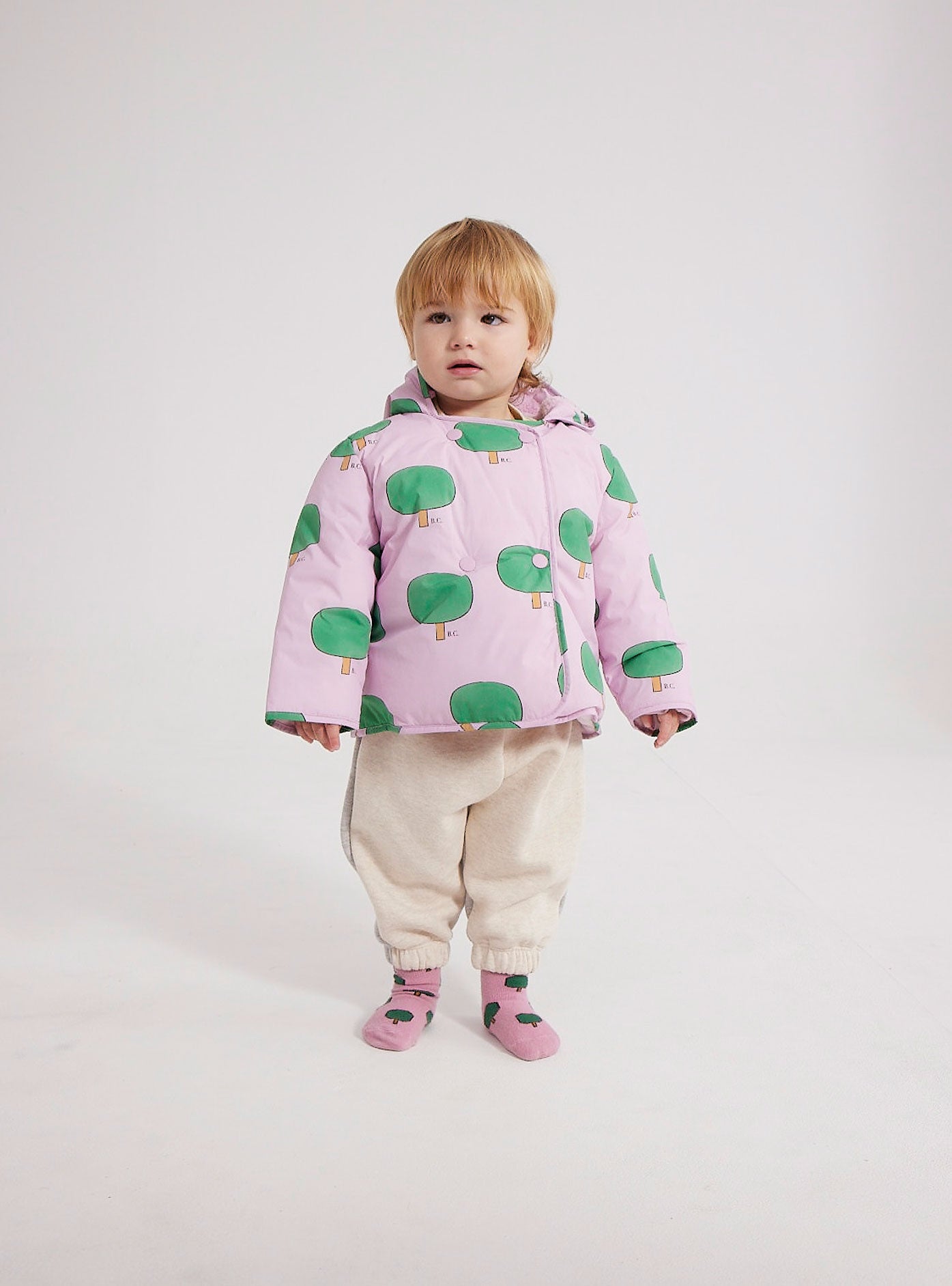 Baby Green Tree all over hooded anorak – Bobo Choses