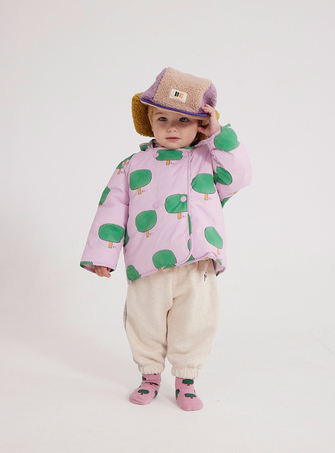 Baby Green Tree all over hooded anorak – Bobo Choses