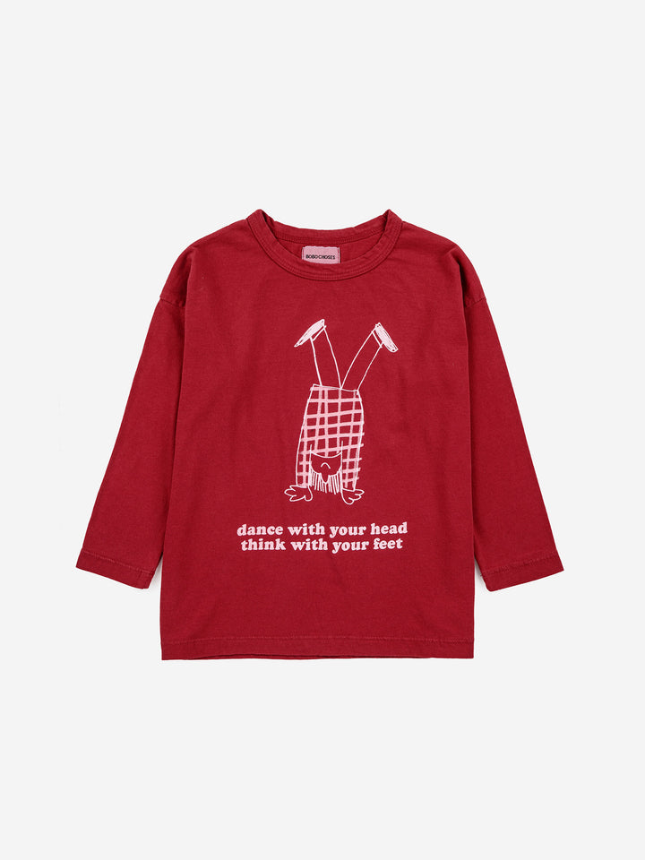 물구나무 선 아이 긴팔 티셔츠