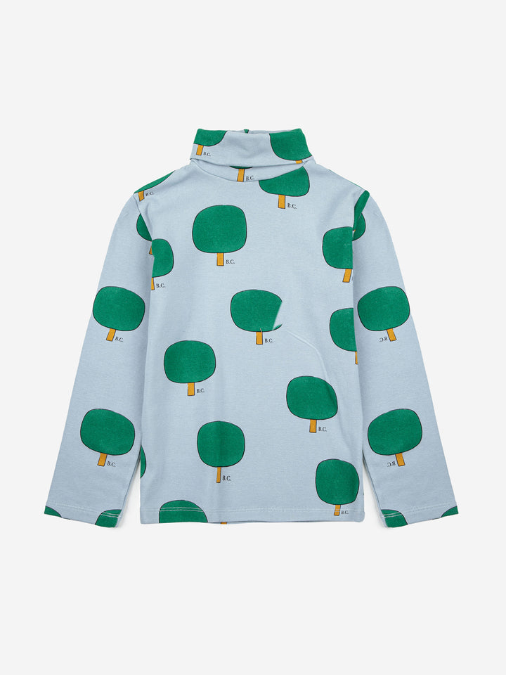 Camiseta cuello alto estampado árboles verdes