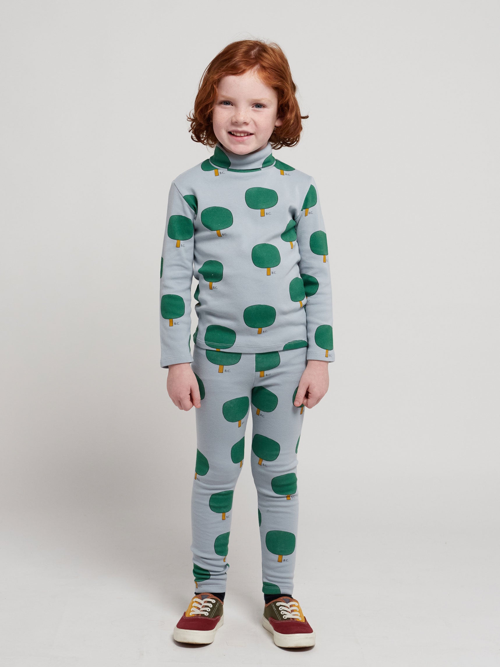 Green Tree all over turtle neck T-shirt – Bobo Choses